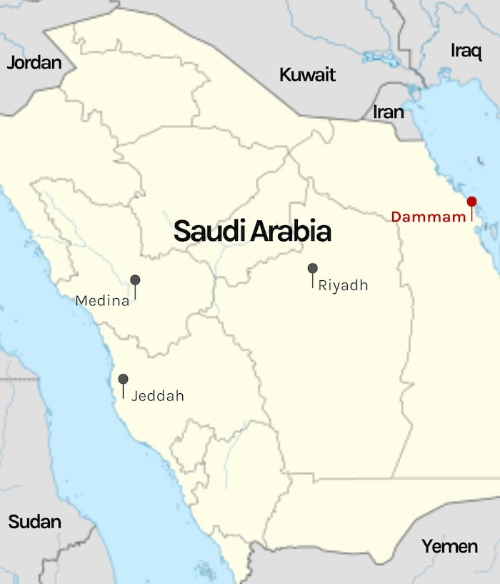 Riyadh on map of saudi arabia