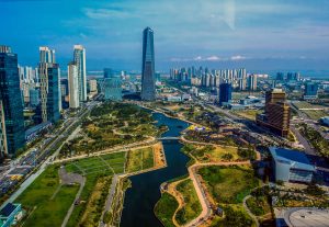 Incheon, view of park in city