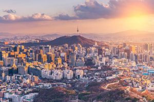 Seoul city at sunset